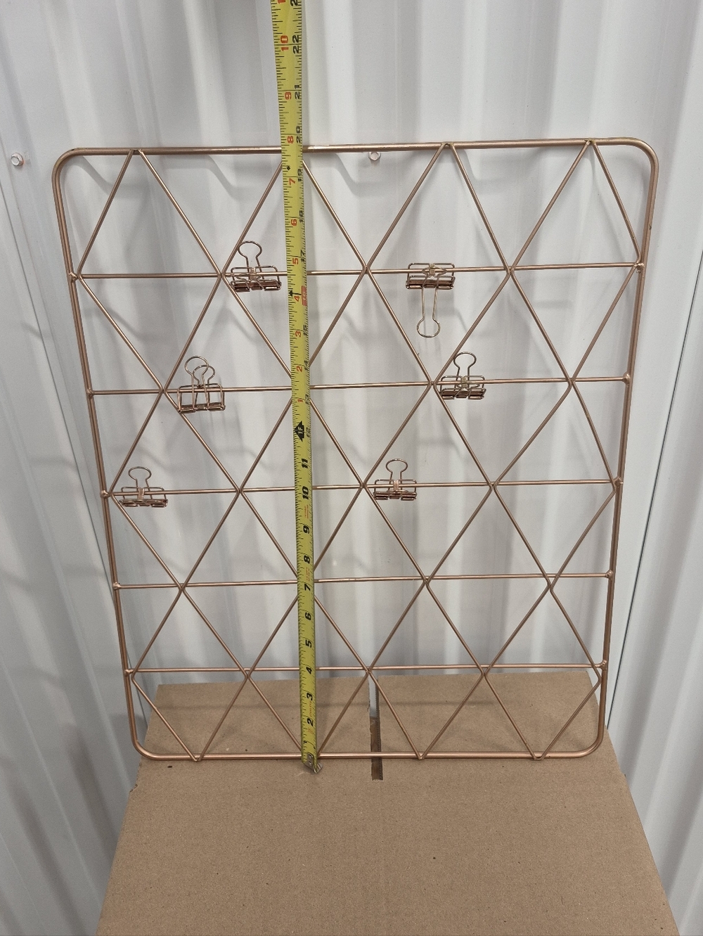 Rose Gold Tone Metal Grid Photo Note Holder Organizer Wall Decor Matching Clips - Picture 6 of 8